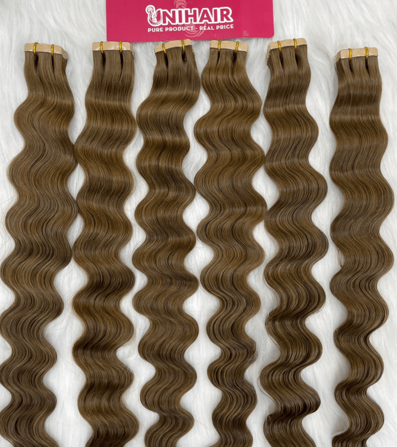 Normal Tape In Hair Extensions with #4 Color Natural Wavy Hair