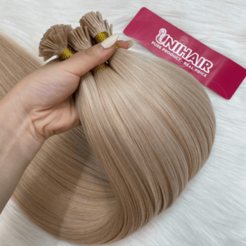 Alternative view of I Tip Hair Extensions with Silver Color Straight Hair