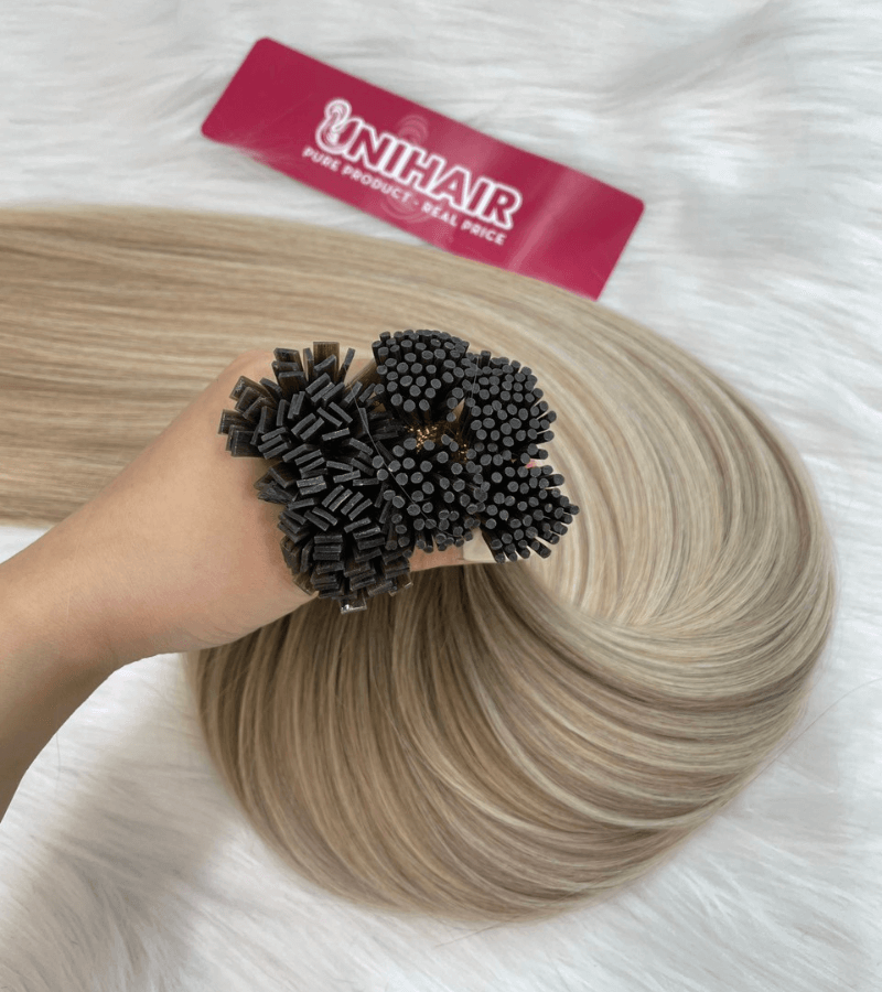 I Tip Hair Extensions with #SB Color Straight Hair
