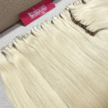 Alternative view of Normal Tape In Hair Extensions with #60 Color Straight Hair