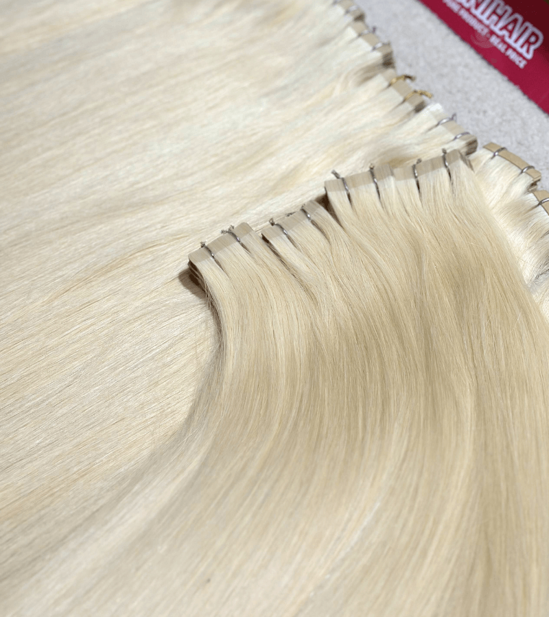 Normal Tape In Hair Extensions with #60 Color Straight Hair