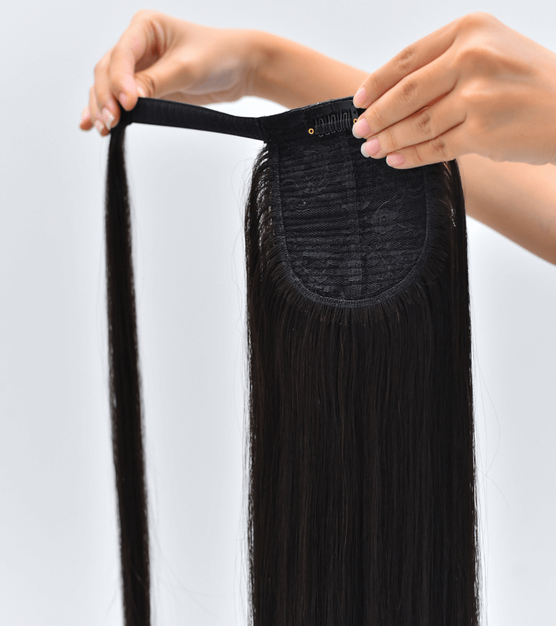 Ponytails Hair Extensions with Black Color Straight Hair