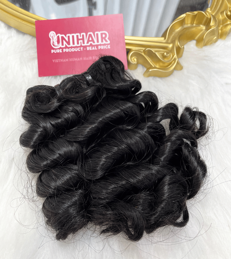 Double Drawn Curly Remy Weft Hair