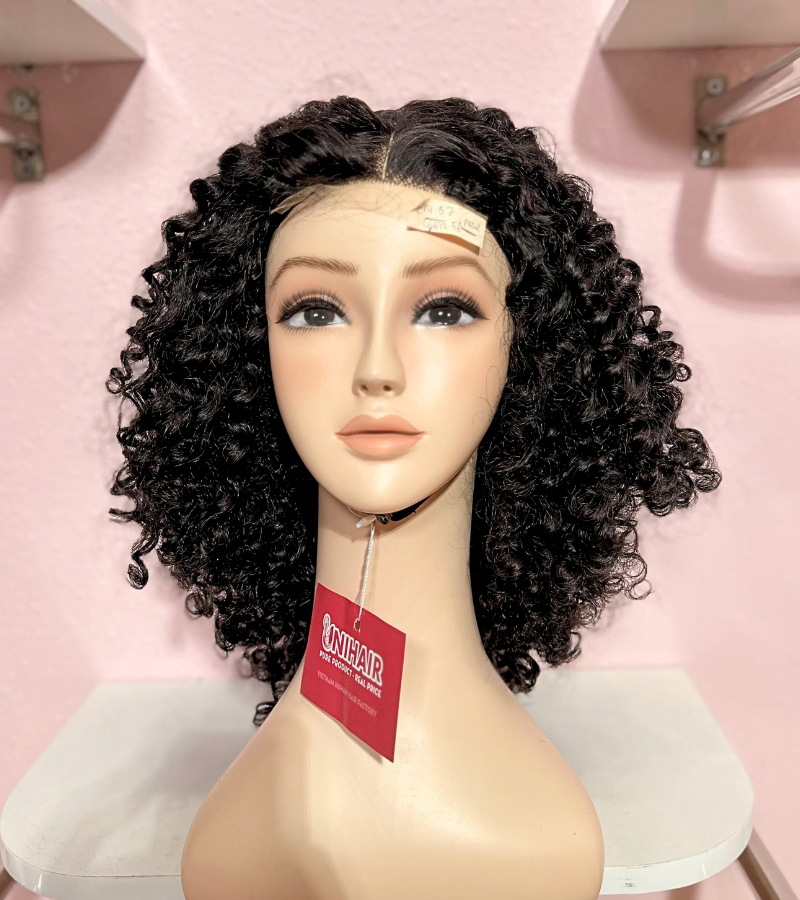 Natural Black Color 2x6 Lace Closure Wigs Deep Curly Human Hair