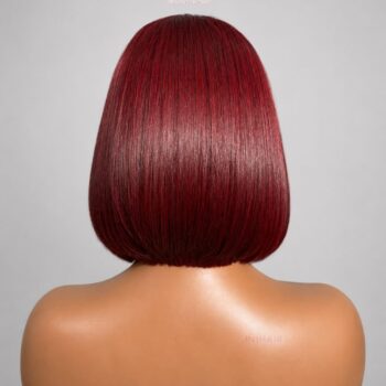 Burgundy Bob Wig 10 Inches - Bone Straight Ombre Closure Wig