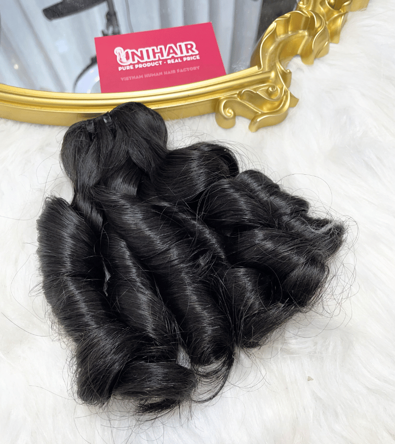 Double Drawn Finger Curly Remy Weft Hair