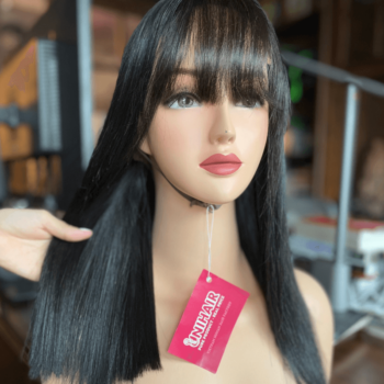 natural black color 4x4 lace closure wigs bone straight human hair