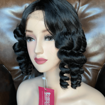 natural black color 4x4 lace closure wigs loose qa44 curly human hair 2