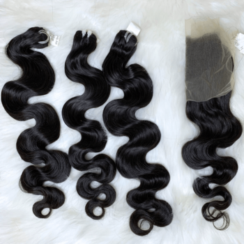 Alternative view of Natural Color Body Wavy Raw Hair Weft