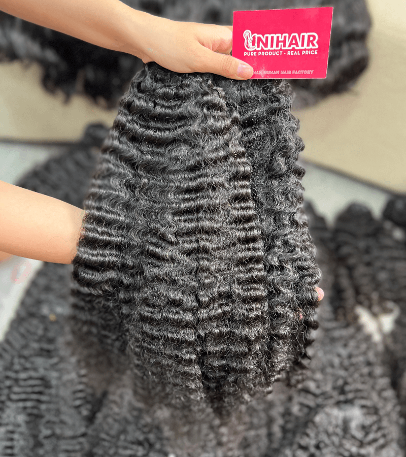 Natural Color Kinky Curly Raw Hair Weft