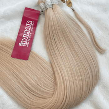 Alternative view of Straight Bulk Hair Extensions Silver Color