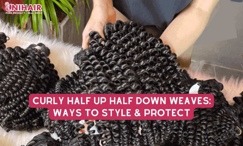 Curly Half Up Half Down Weaves