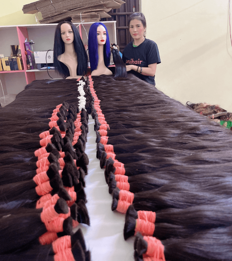 Non-Bleaching Black Hair Double Platinum Bulk Hair Material