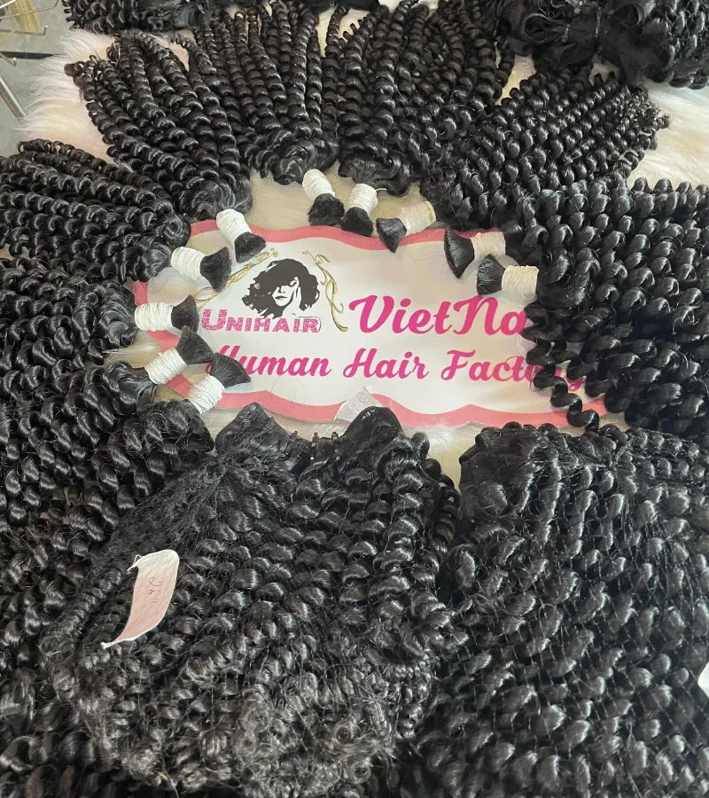 Remy Hair Bulk Human Hair Bundle Double Standard Deep Curly Hair