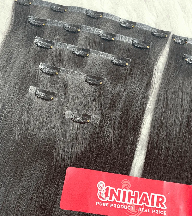 Seamless Clip in Hair Extensions with Natural Color Straight Hair