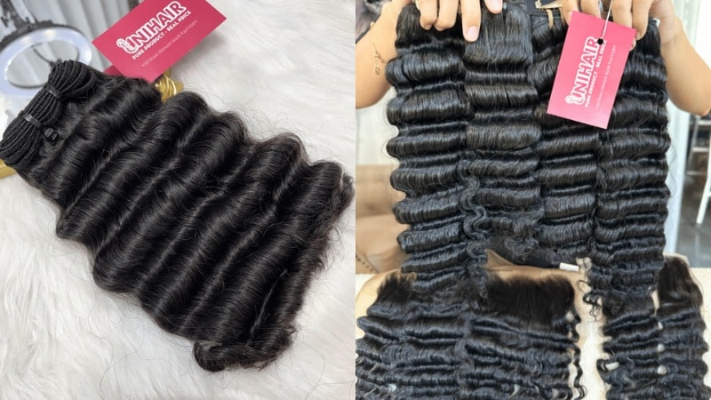 Double Drawn Deep Wave Weft Hair Extensions
