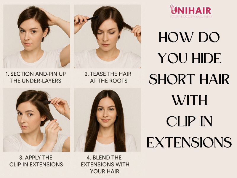 How do you hide short hair with clip in extensions?