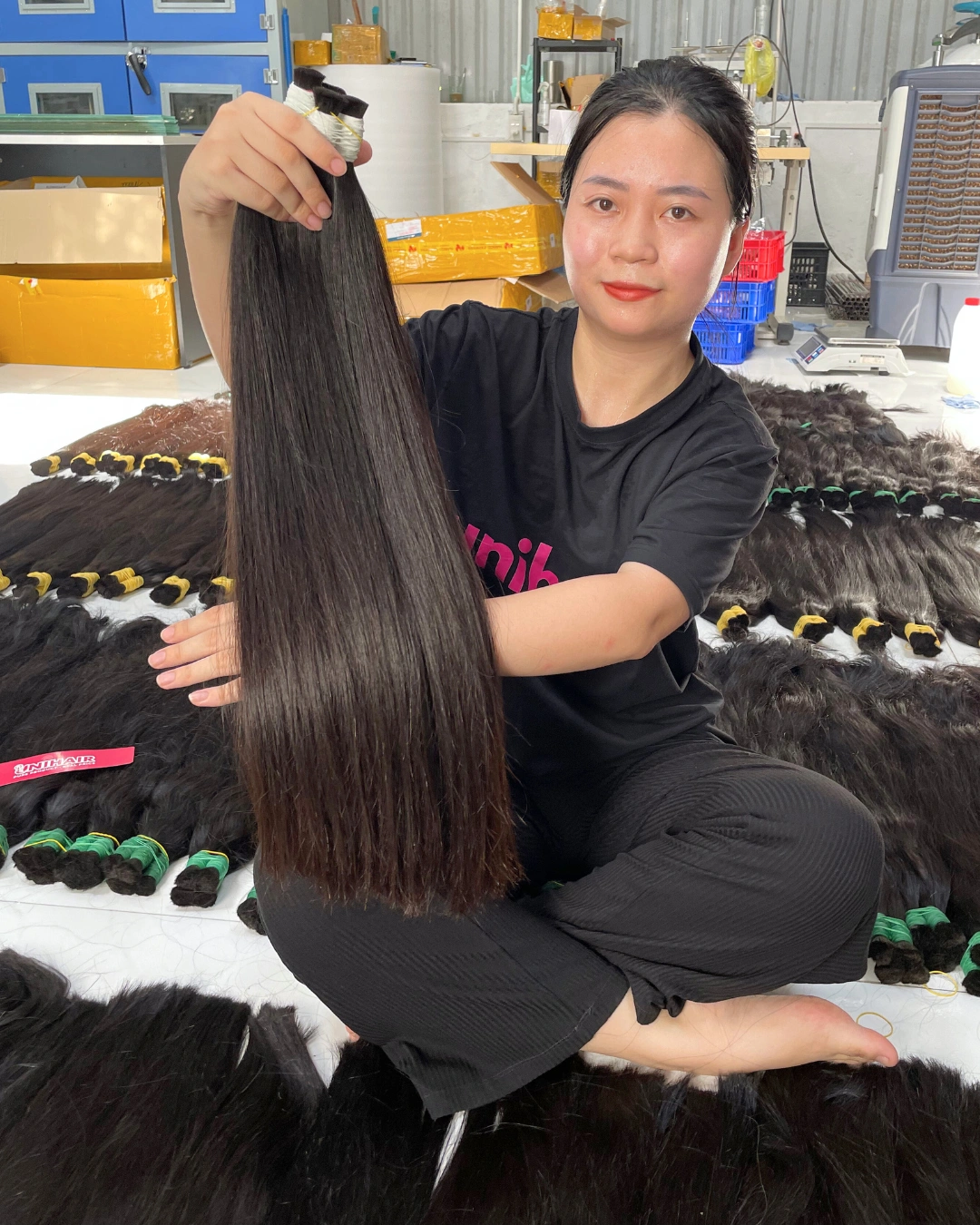 Cabelo Bulk Remy do Vietnã - Qualidade Premium e Preço de Fábrica 12 Bulk Hair - Extra Double