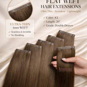 Alternative view of Flat Weft Hair Extensions #2 Dark Brown 20 Inch Double Drawn