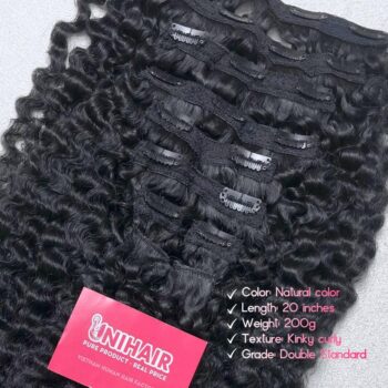 Kinky Curly Fabric Clip-In Hair Extensions – Natural Color