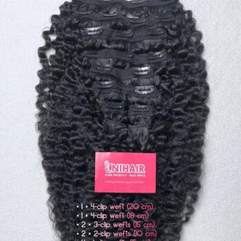 Kinky Curly Fabric Clip-In Hair Extensions – Natural Color