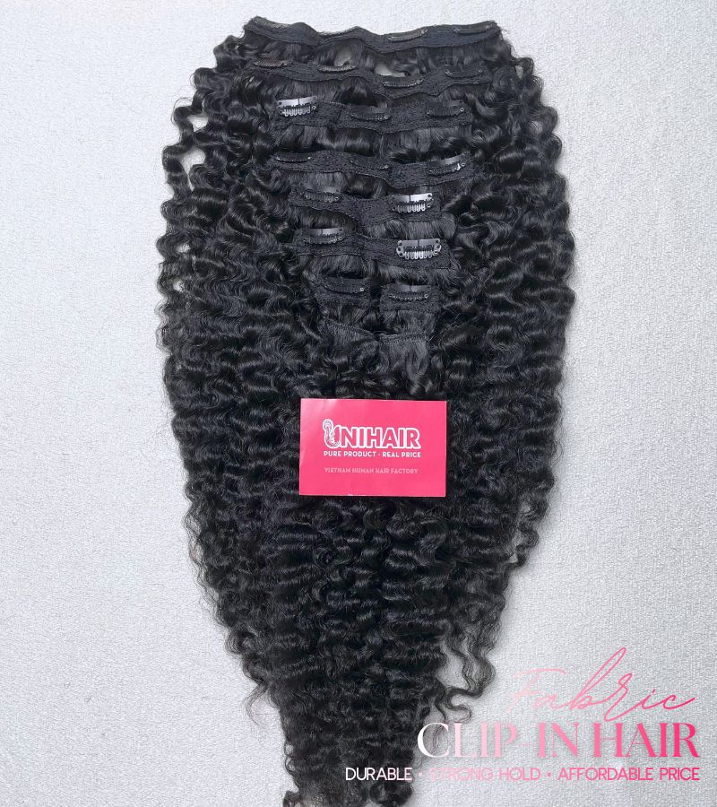 Kinky Curly Fabric Clip-In Hair Extensions – Natural Color