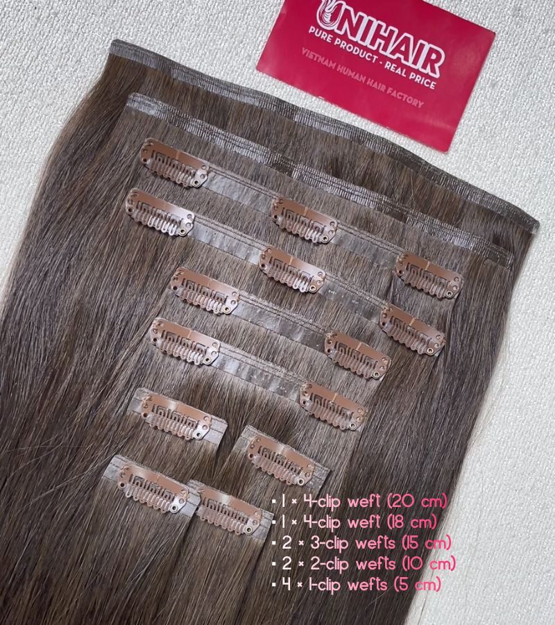 Seamless Clip-In Hair Extensions 24 Inch #1B Color 200g Full Set Super Premium 4 Seamless Clip-In Hair Extensions 24 Inch