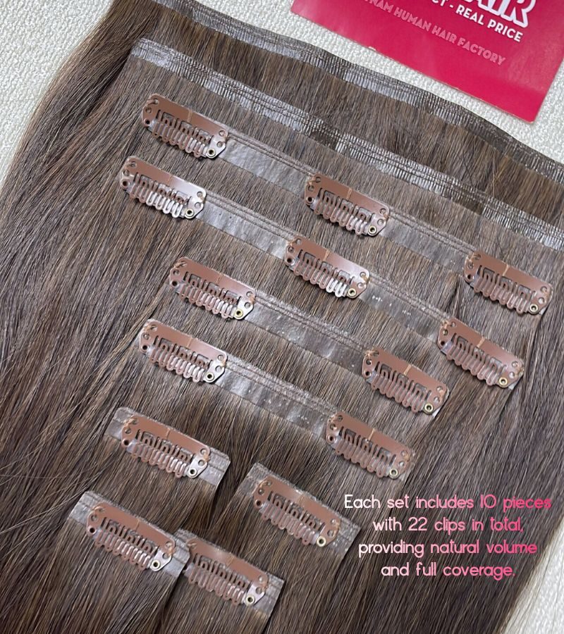 Seamless Clip-In Hair Extensions 24 Inch #1B Color 200g Full Set Super Premium 5 Seamless Clip-In Hair Extensions 24 Inch