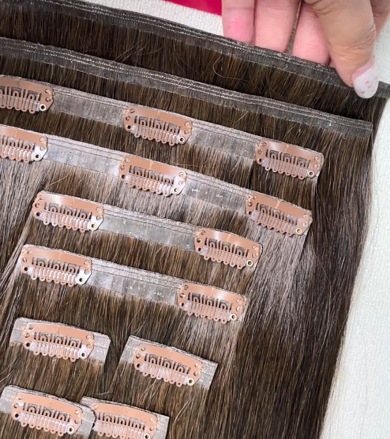 Seamless Clip-In Hair Extensions 24 Inch #1B Color 200g Full Set Super Premium 7 Seamless Clip-In Hair Extensions 24 Inch