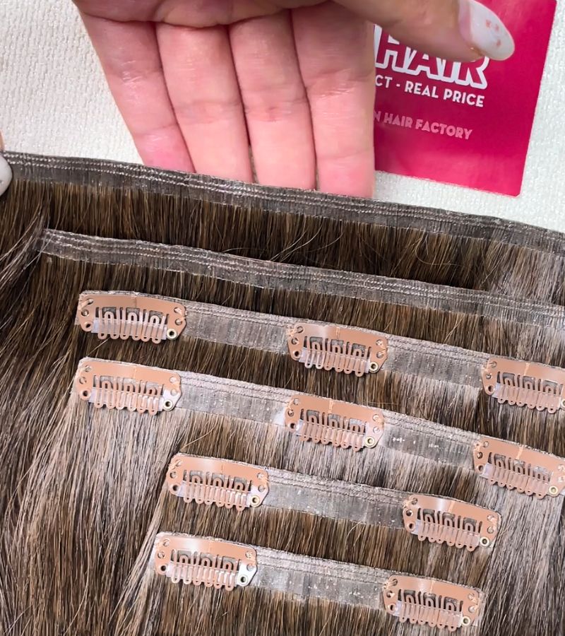 Seamless Clip-In Hair Extensions 24 Inch #1B Color 200g Full Set Super Premium 8 Seamless Clip-In Hair Extensions 24 Inch