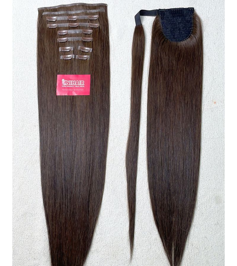 Seamless Clip-In Hair Extensions 24 Inch #1B Color 200g Full Set Super Premium 3 Seamless Clip-In Hair Extensions 24 Inch