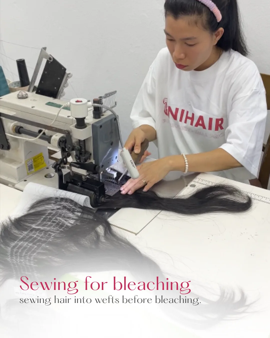 Sewing hair before bleaching