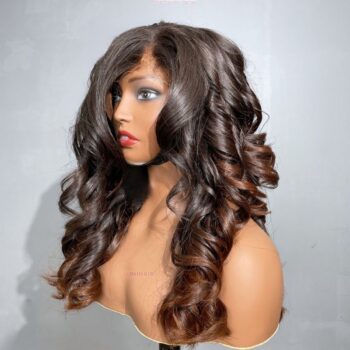 Body Wave Frontal Wig 22 Inches - 13x4 Ombre Brown Tip Wig