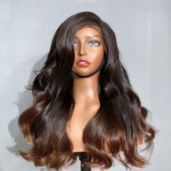 Body Wave Frontal Wig 22 Inches - 13x4 Ombre Brown Tip Wig