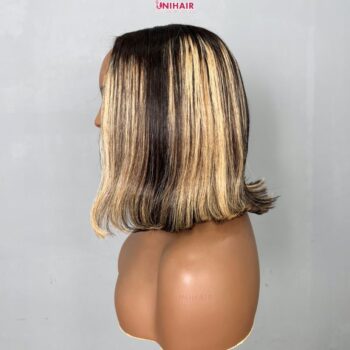 Highlight Bob Wig 12 Inches Brown Blonde Piano Color Wig 3