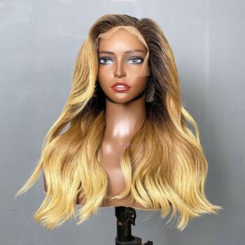 Ombre Golden Blonde Body Wave Wig 18 Inches - 13x6 HD Frontal Wig