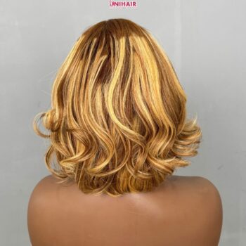 Glueless Bob Wig Blonde Highlight Straight Bob 10 Inches