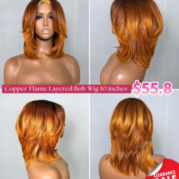 Ombre Ginger Bob Wig 10 Inches | Layered Closure Wig