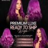 Royal Plum Wavy Closure Wig 16 Inches