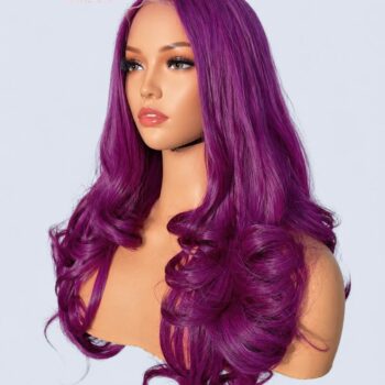 Royal Plum Wavy Closure Wig 16 Inches