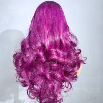 Royal Plum Wavy Closure Wig 16 Inches