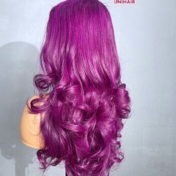 Royal Plum Wavy Closure Wig 16 Inches