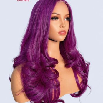 Royal Plum Wavy Closure Wig 16 Inches