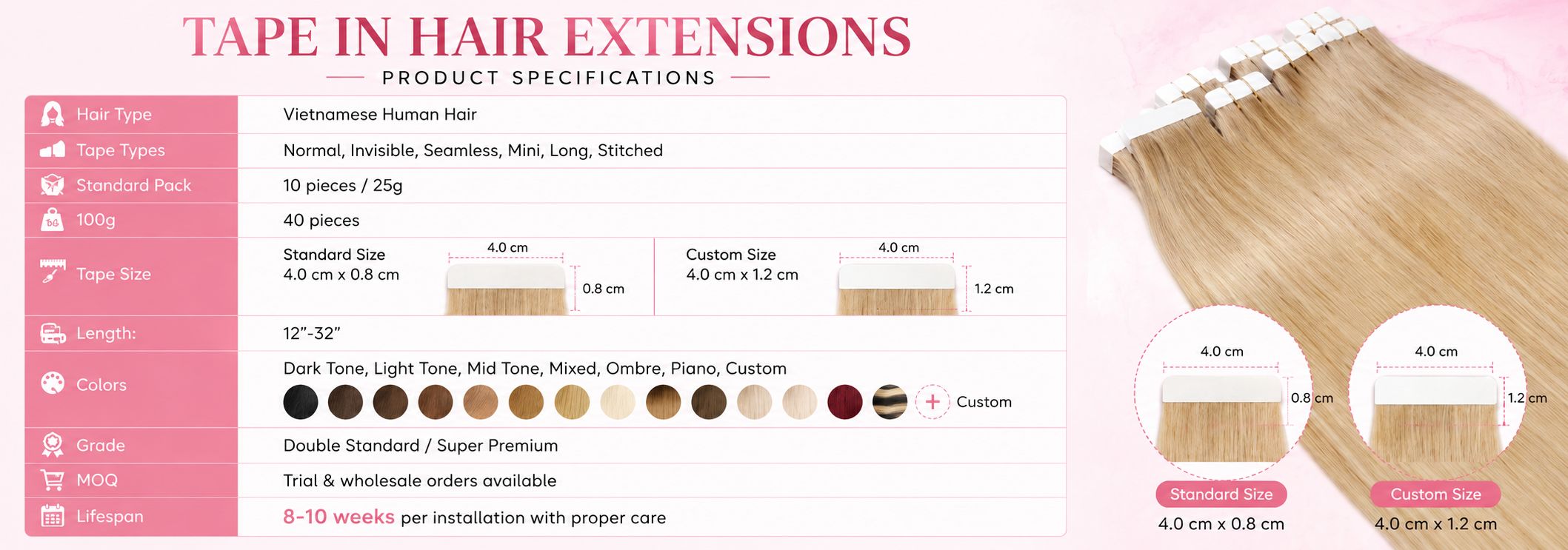 Tape in hair extensions