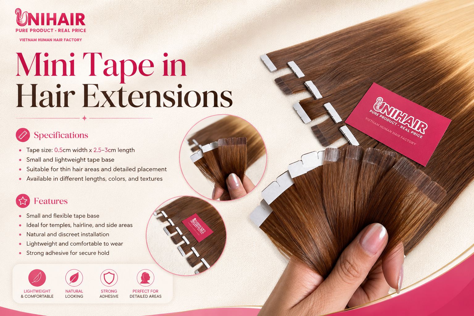 Mini Tape in hair extensions