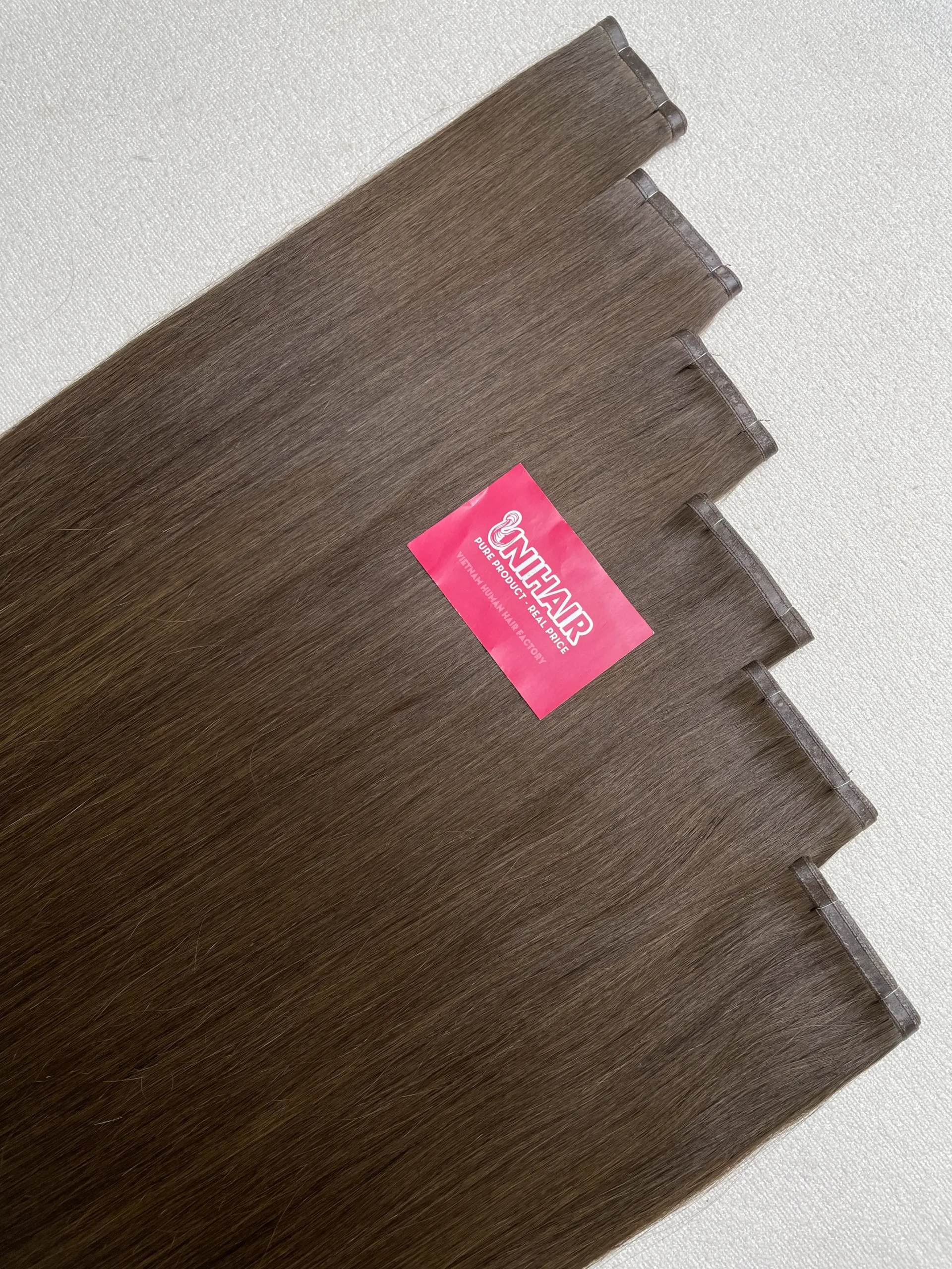Flat Weft Vietnamese human hair bundle showing thin flexible weft profile