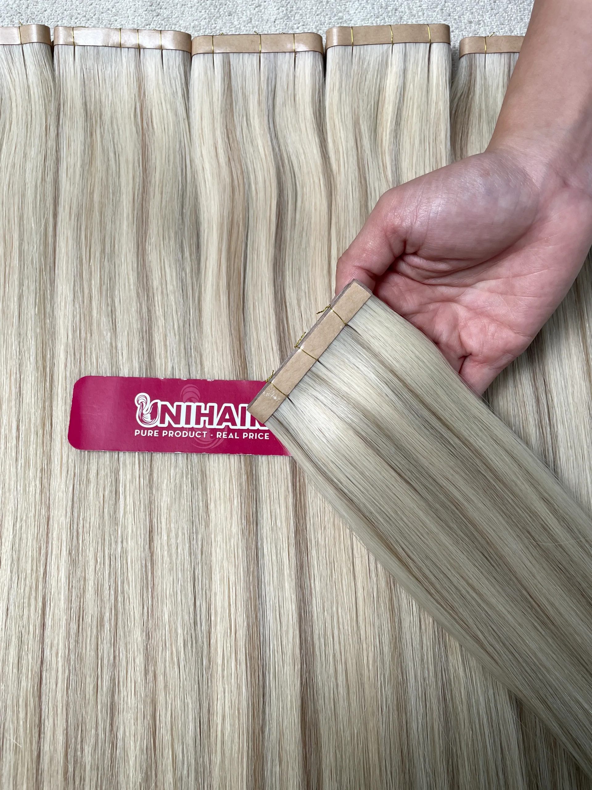 Tape-In Hair Extensions image 28 showing product gallery close-up by Unihairvn Vietnam hair factory Tape-In Hair Extensions image 28 showing product gallery close-up by Unihairvn Vietnam hair factory