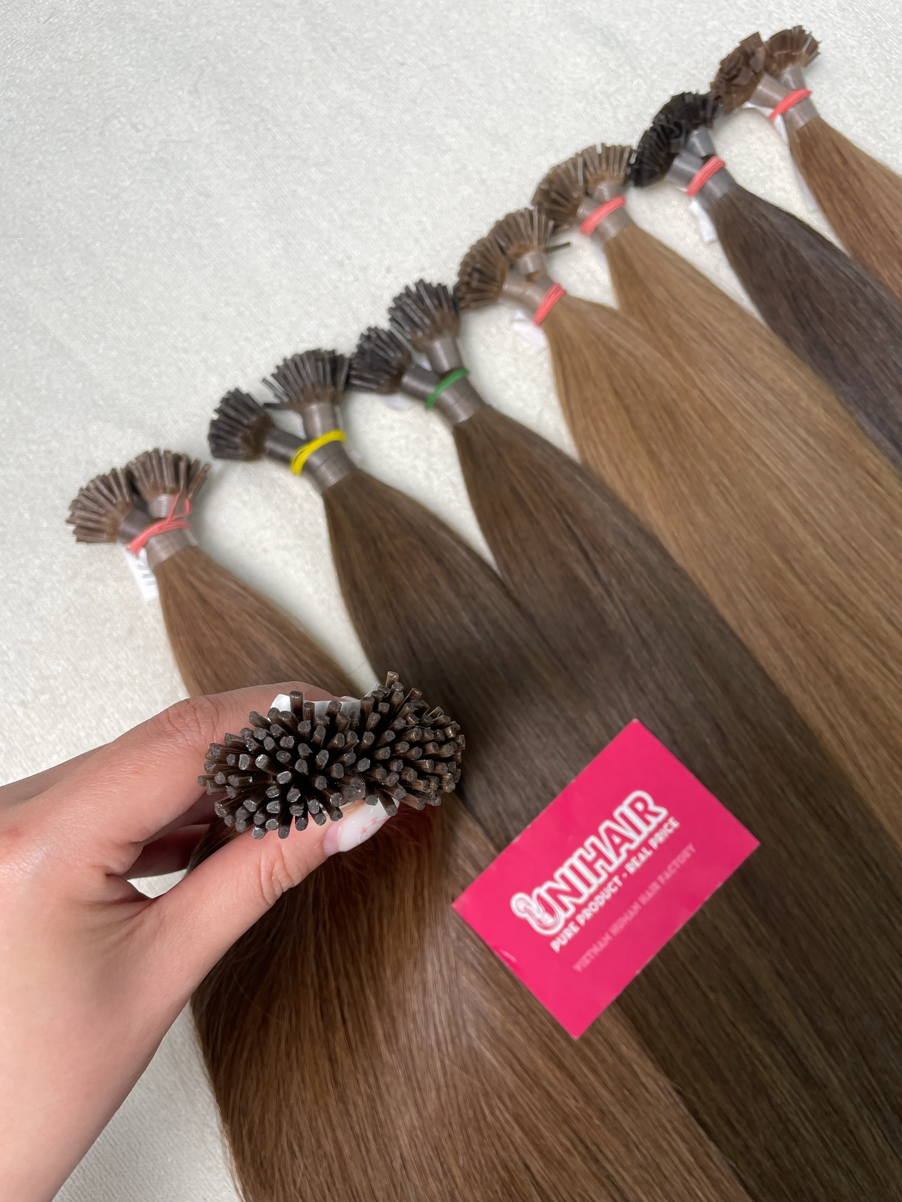 I Tip Vietnamese human hair extension strand close-up by Unihairvn